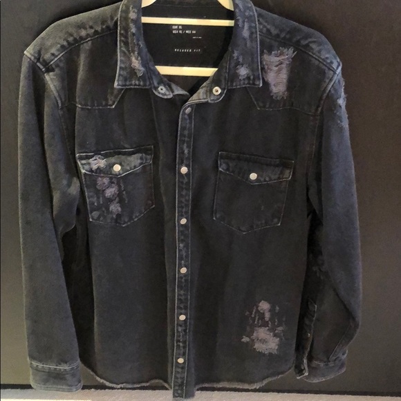zara ripped denim overshirt